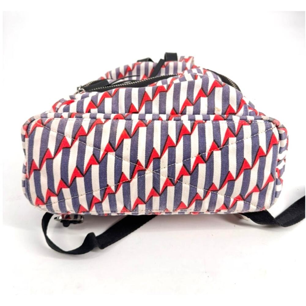 MARC JACOBS Paris Kiss Denim Backpack Red White Blue Cotton & Leather - Picture 7 of 11